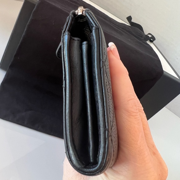 Chanel Caviar Wallet Leather Quilted 3/4 Zip Large Long Black / Silver - Picture 6 of 16